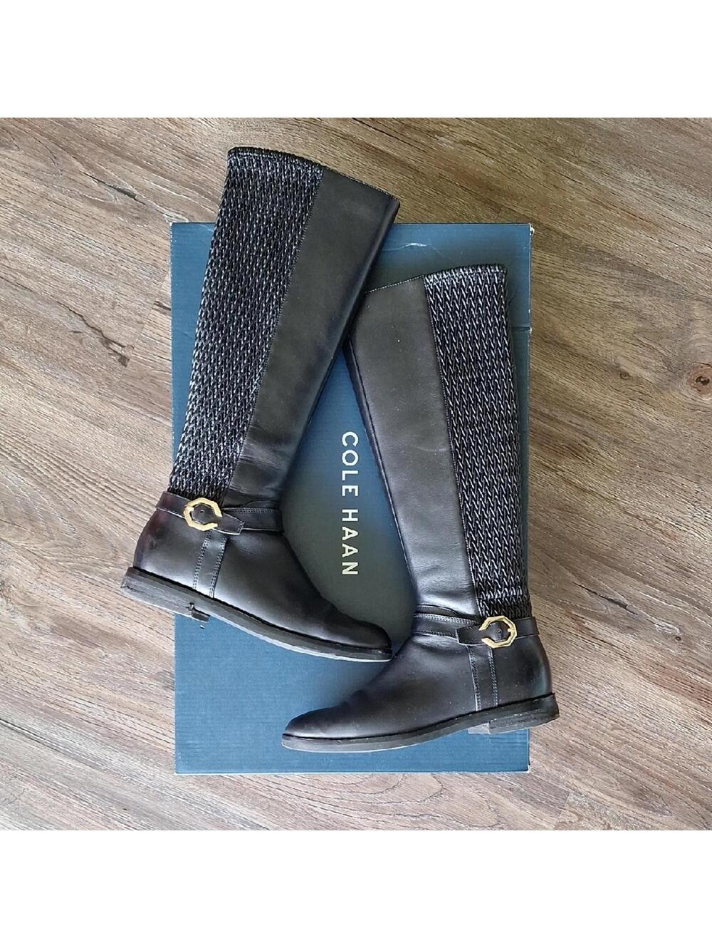 Cole Haan Black Leather Leela Grand Riding Boot Size 6